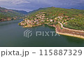 Aerial view of the road over Cavado river in Peneda-Geres National Park 115887329