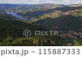 Aerial view of the mountains and river, at the Peneda Geres National Park, Portugal. 115887333