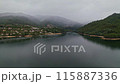 Aerial view of foggy Cavado river in Peneda-Geres National Park 115887336