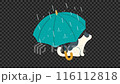 Rainy day. Umbrella and cat loop animation. Transparent background. 116112818