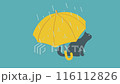 Rainy day. Yellow umbrella and black cat loop animation. 116112826
