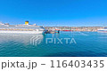 Time-lapse video from the Italian port of Civitavecchia during a ship loading operation during the day 116403435
