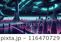 Futuristic urban animation aerial view. AI generated cinematic video 116470729