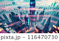 Futuristic urban animation aerial view. AI generated cinematic video 116470730