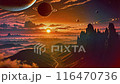 Colorful mountains landscape at sunset. AI generated video 116470736