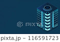 Isometric futuristic server animation. Isometric database or data center. Abstract blockchain. Computer storage. Cloud storage. 4K video animated in isometric style 116591723
