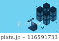 Database servers animation. Server room data center. Hosting server isometric. Motion graphic. 4K video animated in isometric style 116591733