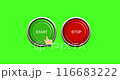 Mouse click on the start and stop button, 4K animation on a green screen. 116683222