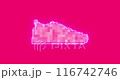 Glowing blue neon line Fitness pixelated sneakers shoes for training, running icon isolated on pink background. Sport shoes. 4K Video motion graphic animation. 116742746