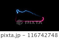 Sports blue and pink shoes in a line style. Sneakers on a black background . Healthy lifestyle. 116742748