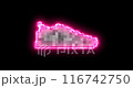 Glowing pink neon line Fitness pixelated sneakers shoes for training, running icon isolated on black background. Sport shoes. 4K Video motion graphic animation. 116742750