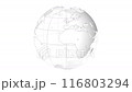 白い地球儀のイメージ。緯度、経度、地図はイメージで正確ではありません。 116803294