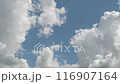 Cumulus and cirrus clouds move rapidly in the sky. Time lapse 116907164