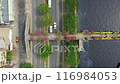 Aerial top view of morning traffic on highway and flower bridge in Vietnam 116984053