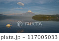 Mount Fuji with a cap cloud as seen from Lake Yamanaka 117005033