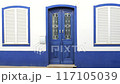 Tradition blue and white house in the historic village of Cacela Velha, Algerve, Portugal 117105039
