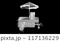 Rendering 3D animation, VISUAL EFFECTS Hot Dog Cart Model on a black background 117136229