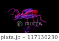 Rendering 3D animation, VISUAL EFFECTS Cute Alien Insect Model on a black background 117136230