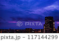 Images of sky, clouds, city and buildings, night view 117144299