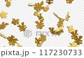 Golden yen signs falling on transparent background. Seamless looping animation. 117230733