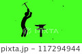 Cryptocurrency mining equipment on green background, flat 4K animation. 117294944