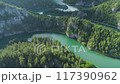 aerial view of a picturesque river meandering among the hills 117390962