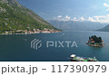 The city of Perast and the Our Lady of the Rocks island of the Kotor Bay 117390979