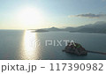 aerial view of the Sveti Stefan, small islet and resort in Montenegro. 117390982