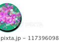 緑の丸いフレームにピンクの花のようなパーティクル 117396098