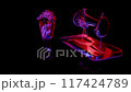 Rendering 3D animation, VISUAL EFFECTS Sewing machine Model on a black background 117424789