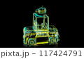 Rendering 3D animation, VISUAL EFFECTS terrible car Model on a black background 117424791