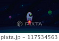 Pixel animation of a rocket taking off into space 117534563