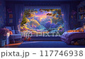 fantasy landscape Cozy kids Bedroom with forest view motion animation video background 117746938