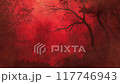 Leafless tree branches silhouette on a red background, dark gloomy forest animation motion background 117746943