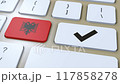 Albania National Flag and Check Mark or Yes Button 3D Animation 117858278