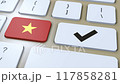 Vietnam National Flag and Check Mark or Yes Button 3D Animation 117858281