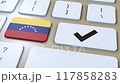 Venezuela National Flag and Check Mark or Yes Button 3D Animation 117858283
