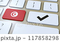 Tunisia National Flag and Check Mark or Yes Button 3D Animation 117858298