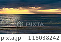 Tropical sea at sunrise over the ocean with Egret. 118038242