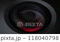 Closeup at moving sub-woofer. Speaker part music. 118040798