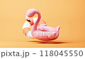 Loop animation of flamingo balloon swim ring, 3d rendering. 118045550