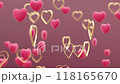 Pink and golden hearts rising on pink background. Seamless looping. 3D animation. 118165670