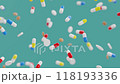 Assorted pills falling. Seamless looping. 3D animation. 118193336
