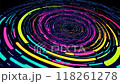 旋轉霓虹色圓圈圖案 118261278
