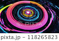 七彩霓虹星軌影片 | 外環逆時針旋轉，中心環發出柔和的光芒。 118265823