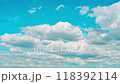 Cumulus clouds floating in the blue sky Late summer sky Light color 118392114