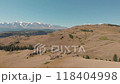 Drone Video of Summer Kurai Steppe and the North Chuia Ranges in the south-eastern Altai Mountains at sunset, Siberia, Russia 118404998