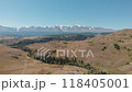 Drone Video of Summer Kurai Steppe and the North Chuia Ranges in the south-eastern Altai Mountains at sunset, Siberia, Russia 118405001