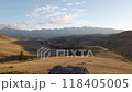 Drone Video of Summer Kurai Steppe and the North Chuia Ranges in the south-eastern Altai Mountains at sunset, Siberia, Russia 118405005