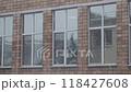 city windows in snowfall 118427608